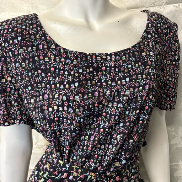 Maggy London Black Casual Sheath Maxi Dress with Short Sleeves and Scoop Neck - Picture 2 of 12